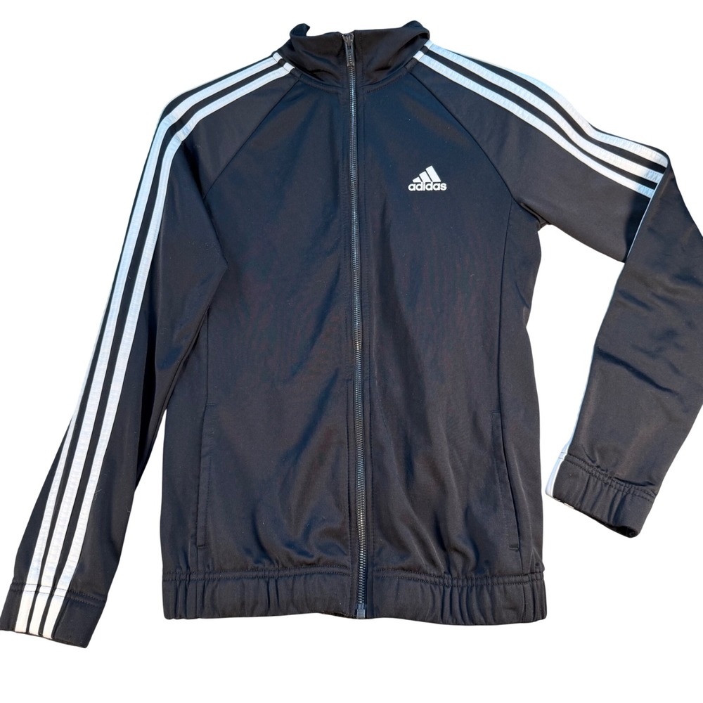 Adidas Track Jacket Black White 3 Stripe Full Zip Mock Neck BK4662 Mens S